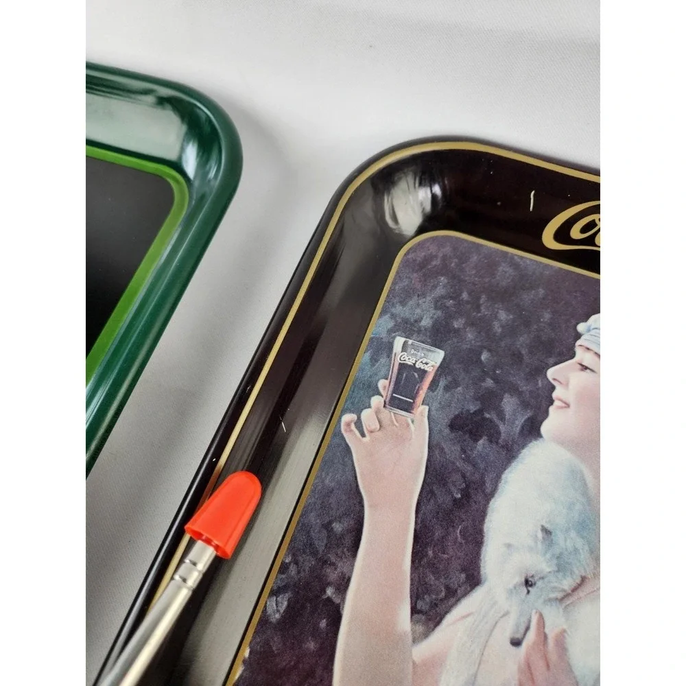 Coca-Cola Santa Party Girl Flapper Serving Metal Tray Vintage American Art Coke